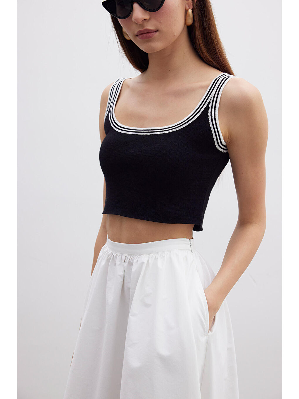 Askılı İnce Triko Bluz Siyah