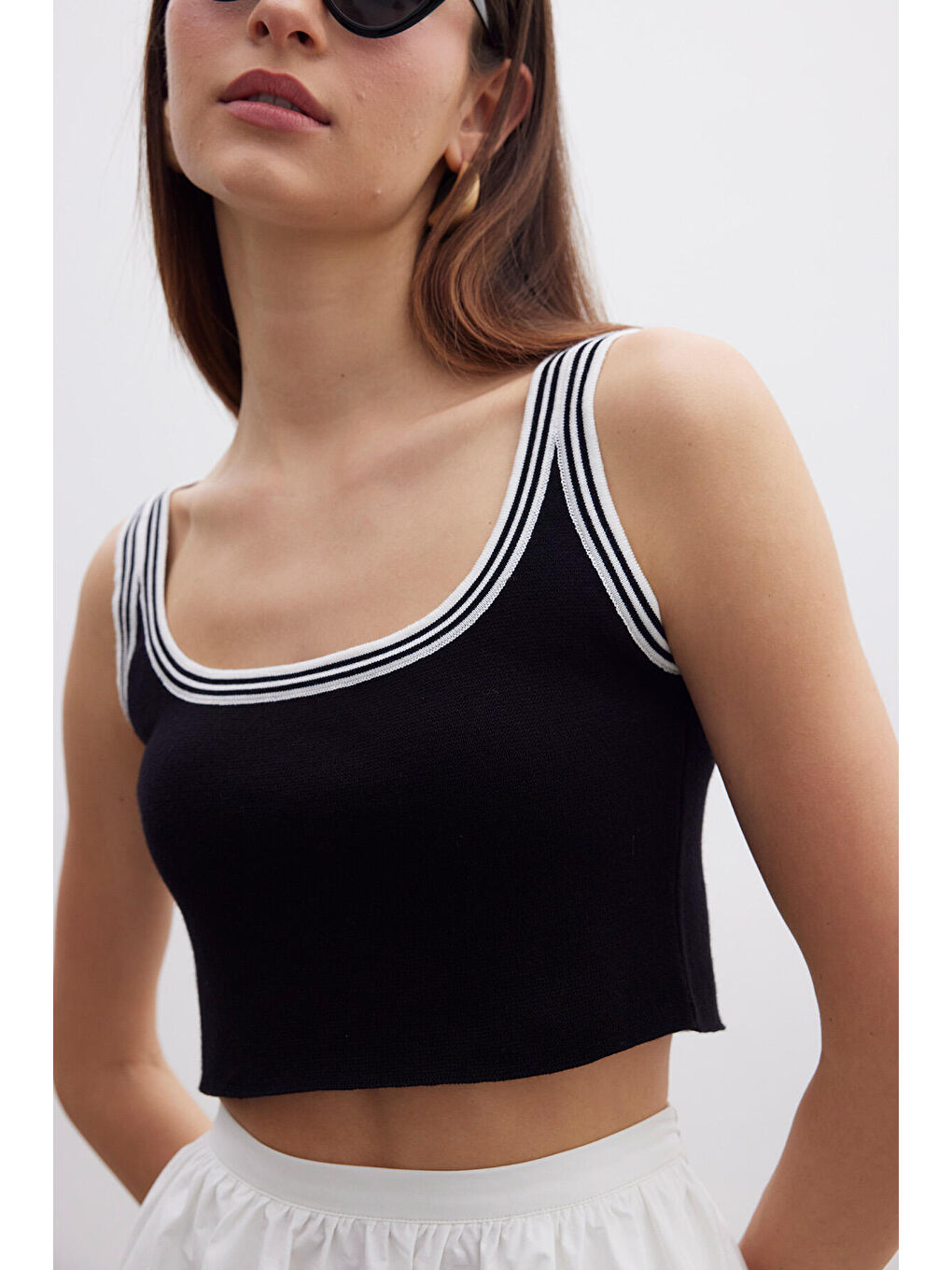 Askılı İnce Triko Bluz Siyah-1