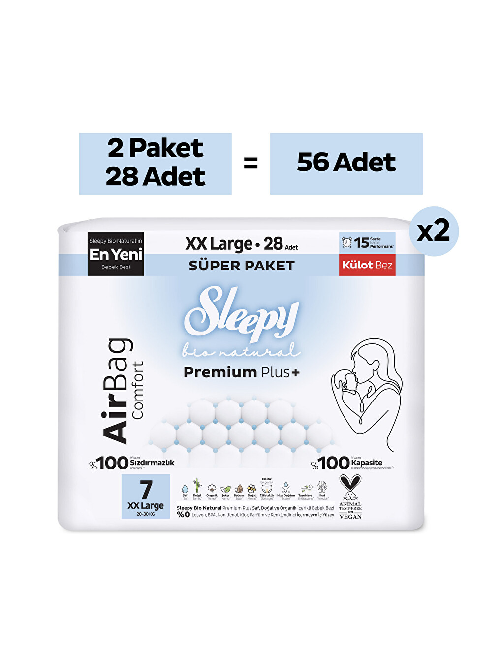Bio Natural Premium Plus Airbag Comfort Avantaj Paketi Külot Bez 7 Numara Xxlarge 56 Adet-1