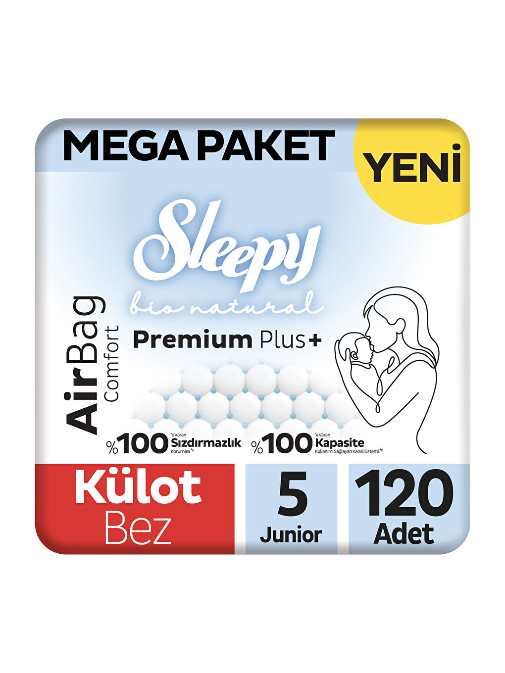 Bio Natural Premium Plus Airbag Comfort Mega Paket Külot Bez 5 Numara Junior 120 Adet