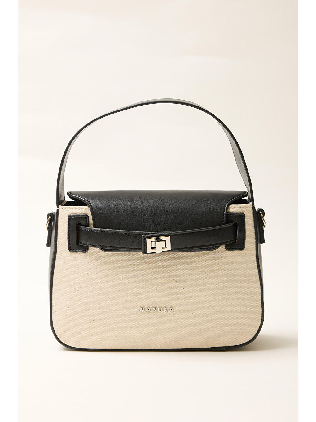 Kemer Detaylı Kanvas Çanta Siyah-2