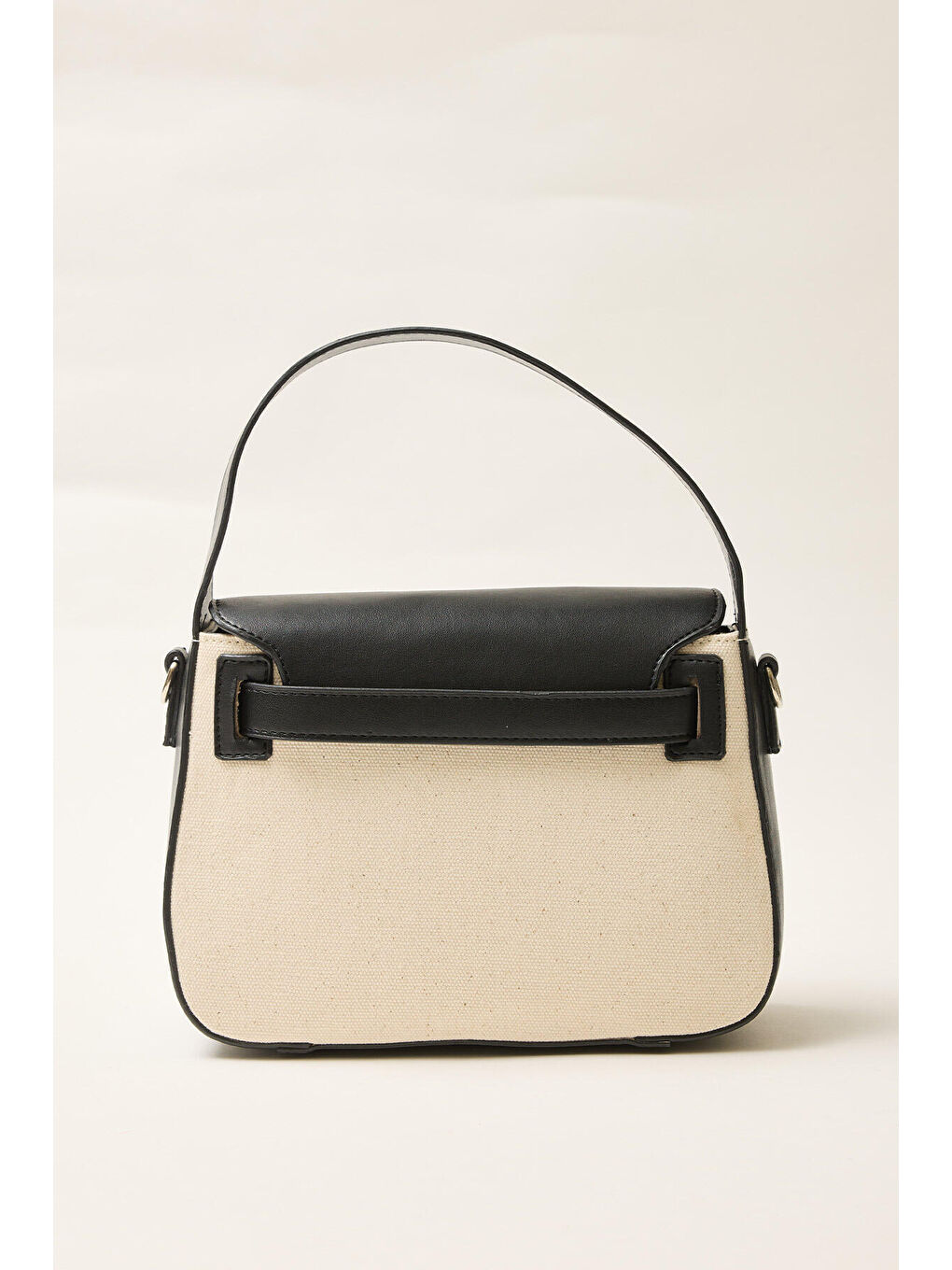 Kemer Detaylı Kanvas Çanta Siyah-3