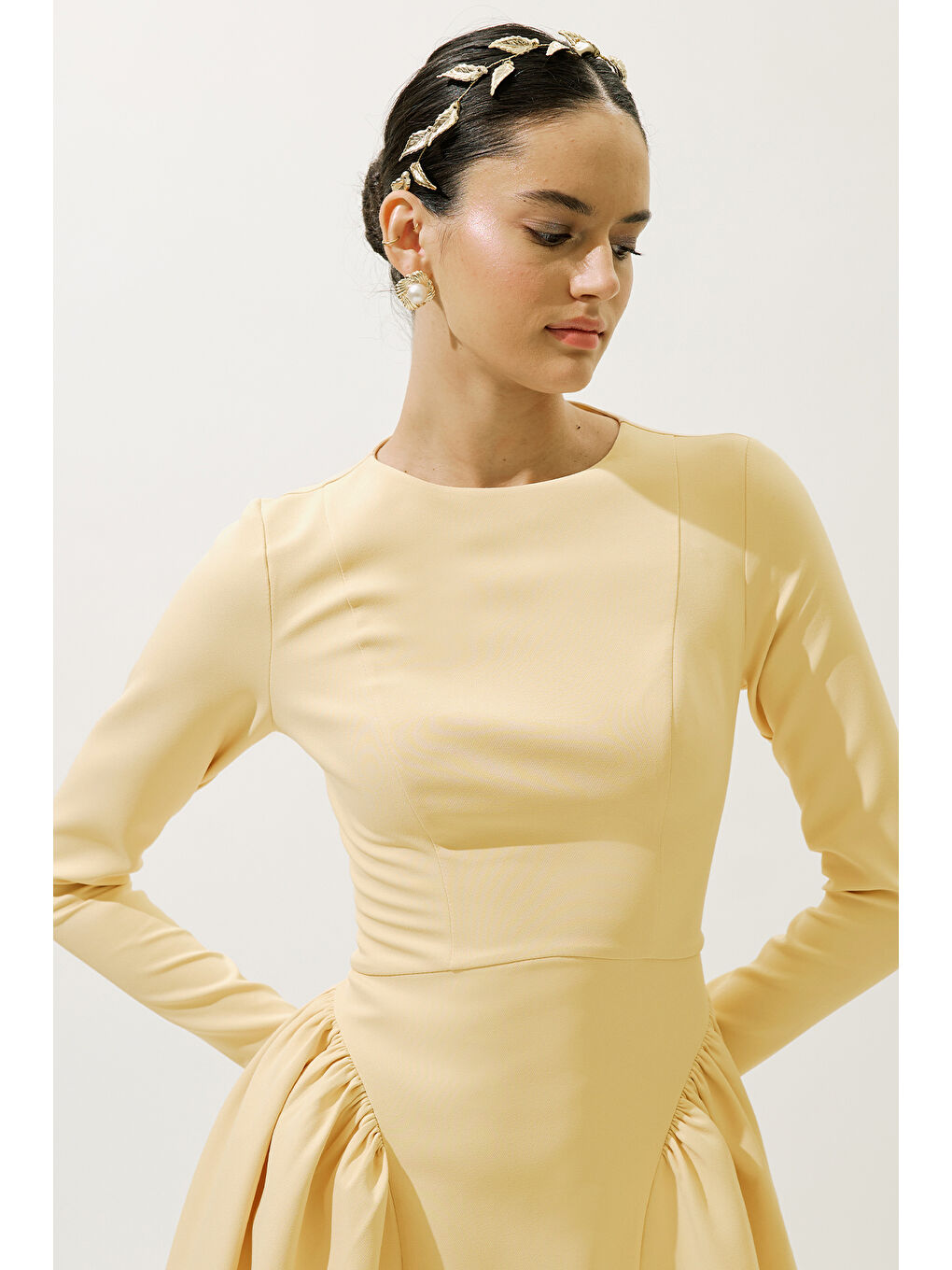 Lora Abiye Elbise Sarı-4