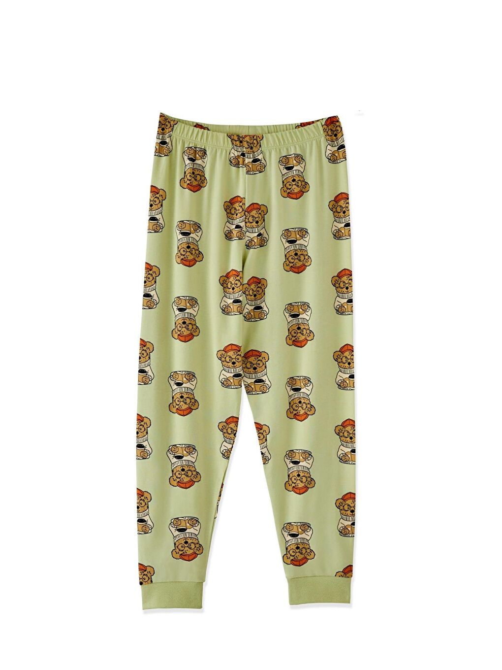 Kız Çocuk Yeşil Renkli Teddy Desenli Pijama Takımı-4