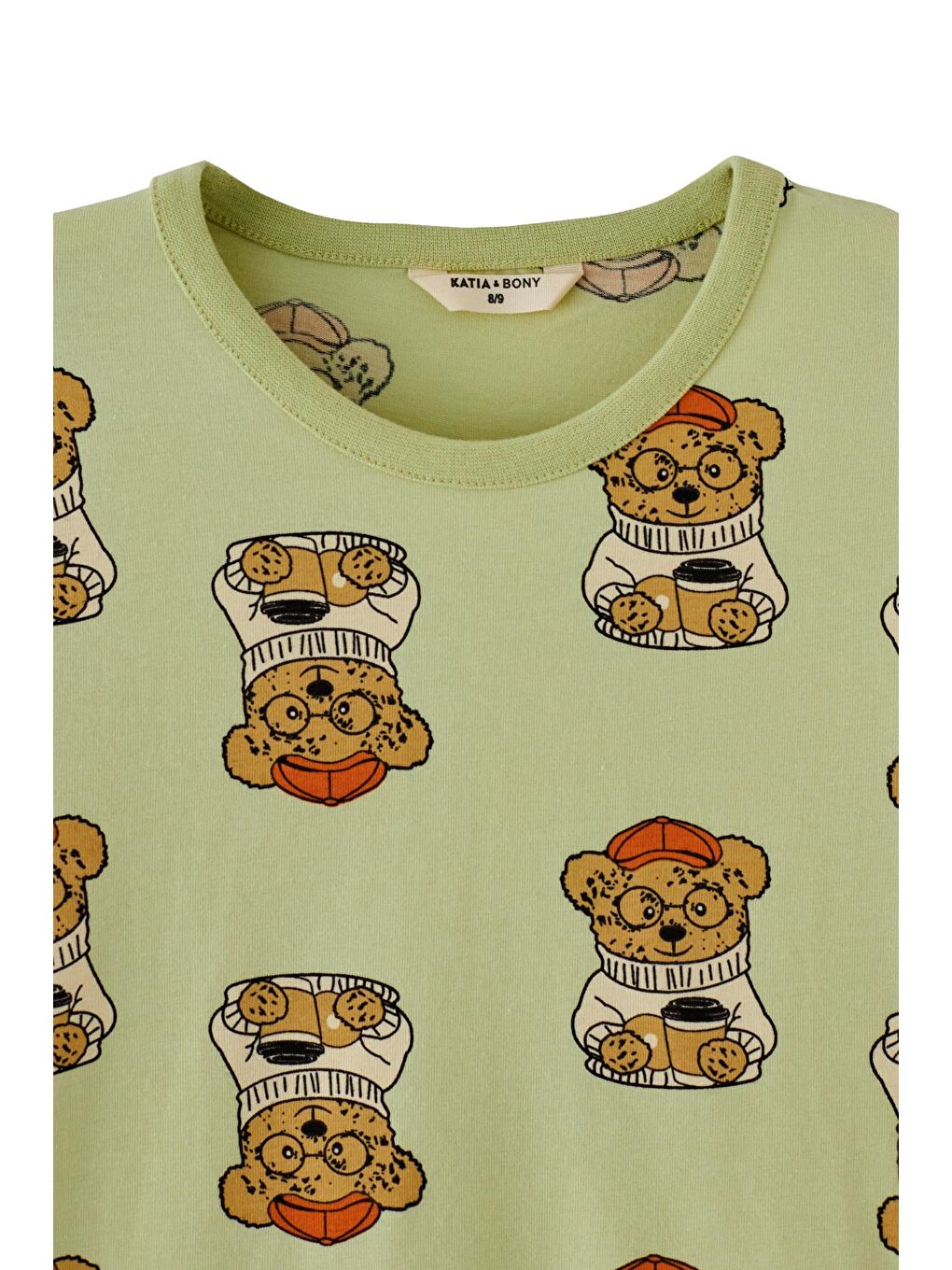 Kız Çocuk Yeşil Renkli Teddy Desenli Pijama Takımı-6