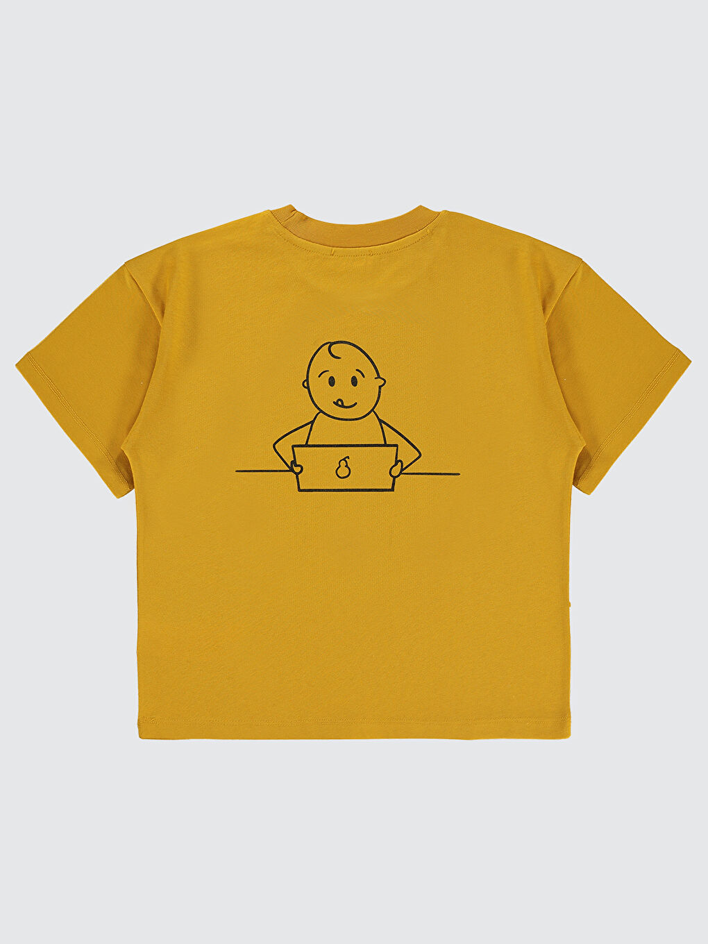 Kahverengi Mivil Oversize Çocuk Tişört 10-13 Yaş Hardal-1