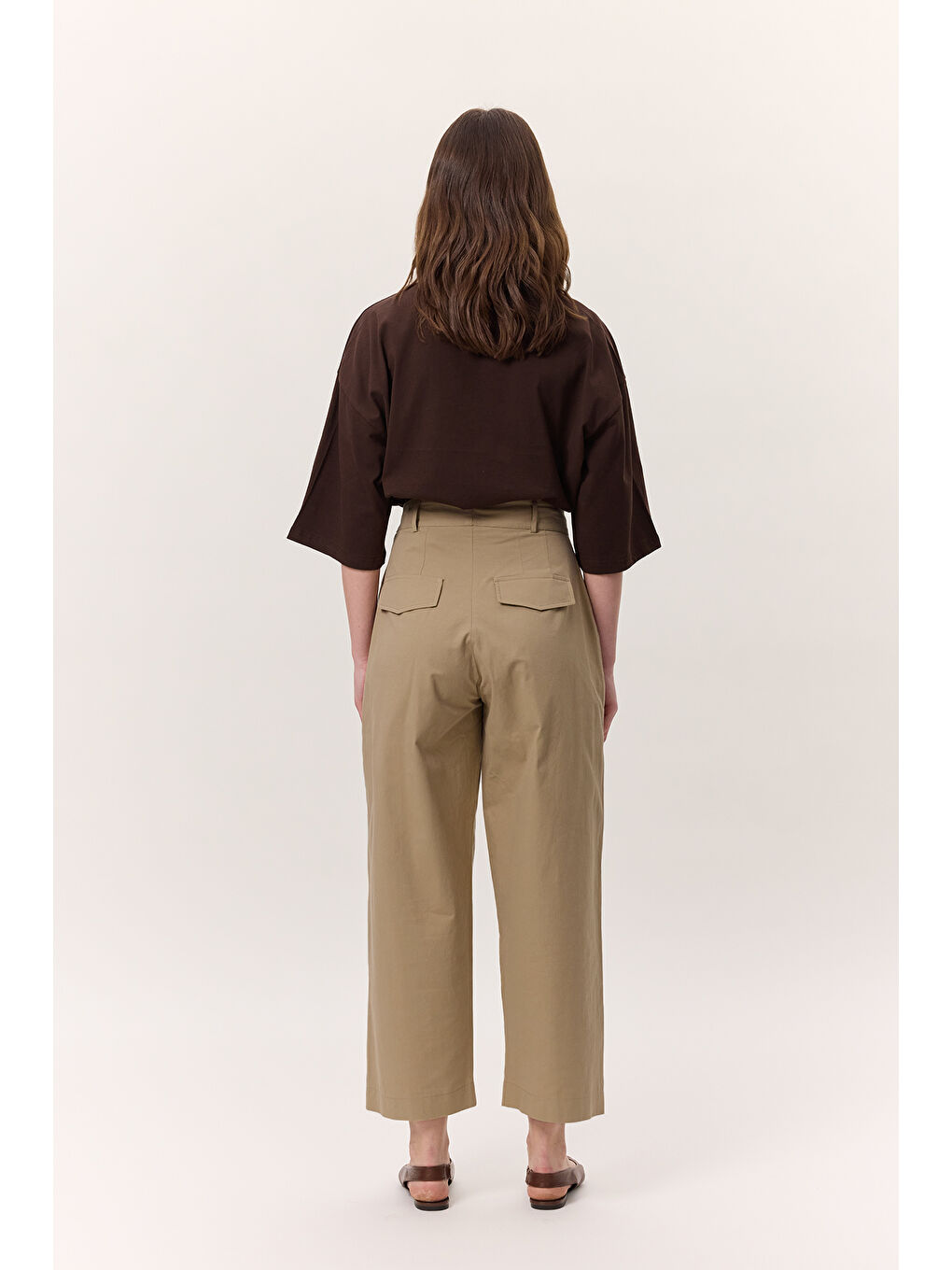 Bej Pileli Gabardin Pantolon Kum-7