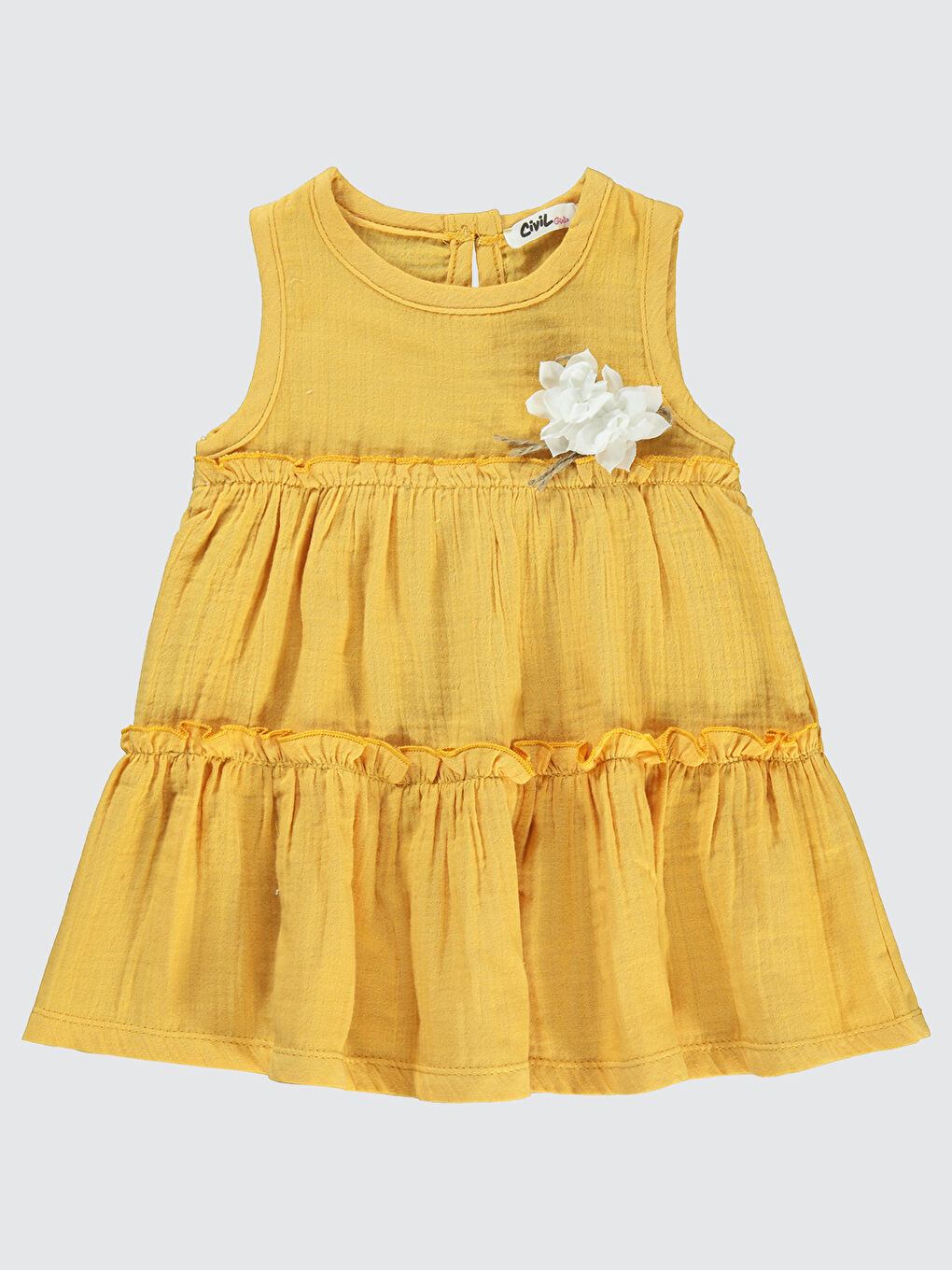 Kahverengi Girls Kız Çocuk Elbise 2-5 Yaş Hardal