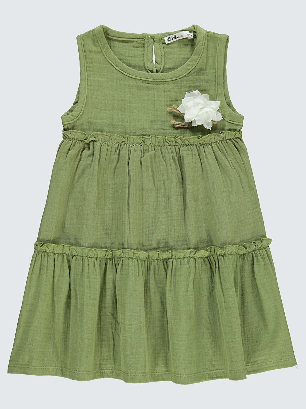 Girls Kız Çocuk Elbise 6-9 Yaş Haki