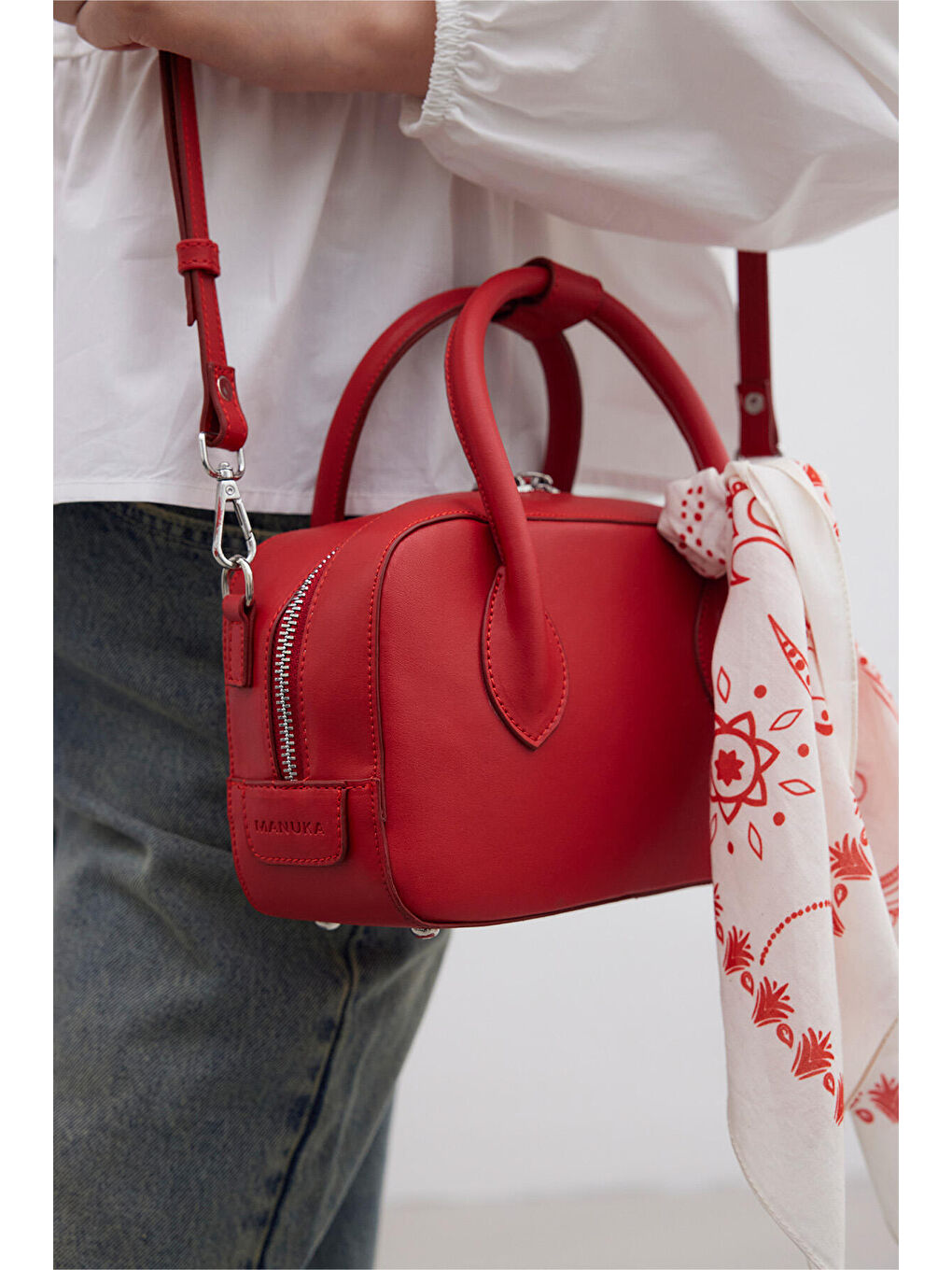 Ester Deri Kutu Çanta Kırmızı-3