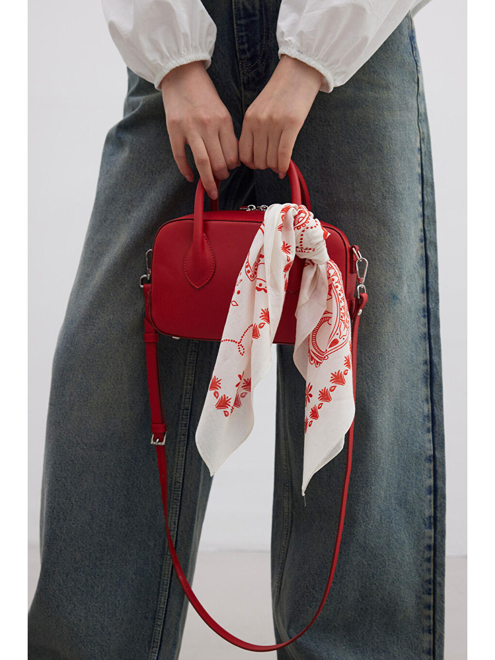 Ester Deri Kutu Çanta Kırmızı-4