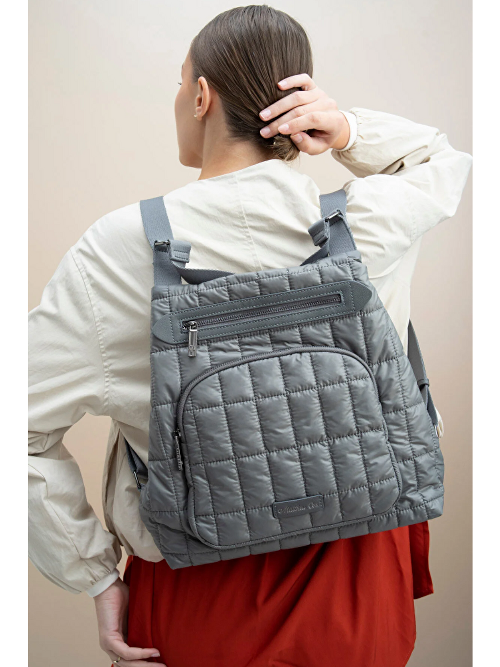 Gri Kapitone Kadın El Sırt Çantası Byn2318-2