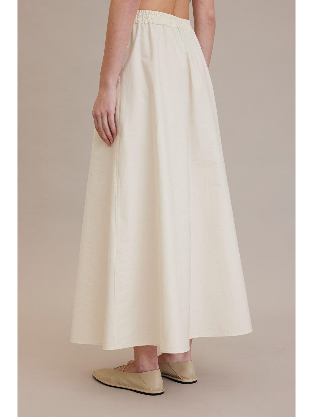 Bej Bol Kesim Kloş Etek Vanilya-6