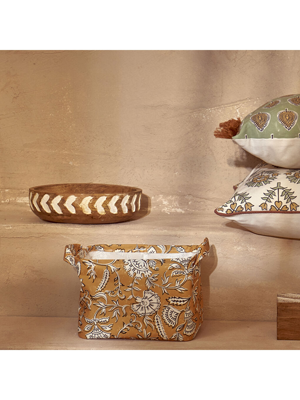 Bella Maison Sari Indian Ağzı Büzgülü Çamaşır Sepeti  Hardal (36x40 cm) - Organizer Hediyeli - 2