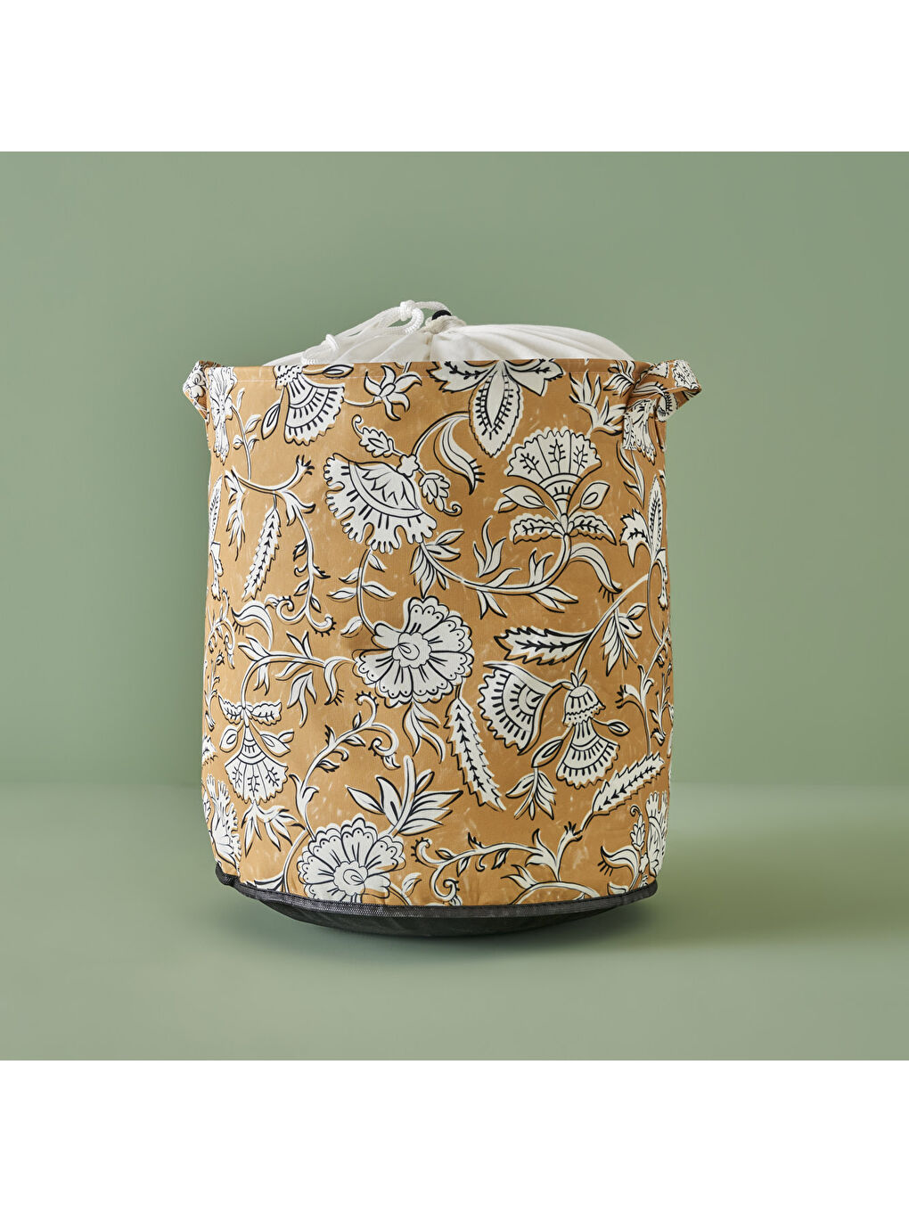 Bella Maison Sari Indian Ağzı Büzgülü Çamaşır Sepeti  Hardal (36x40 cm) - Organizer Hediyeli - 3