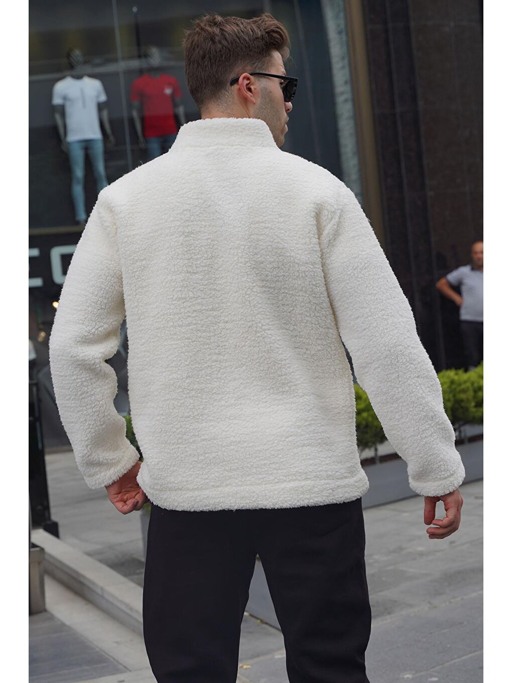 Ekru  Peluş Fermuarlı Sweatshirt 6152-1
