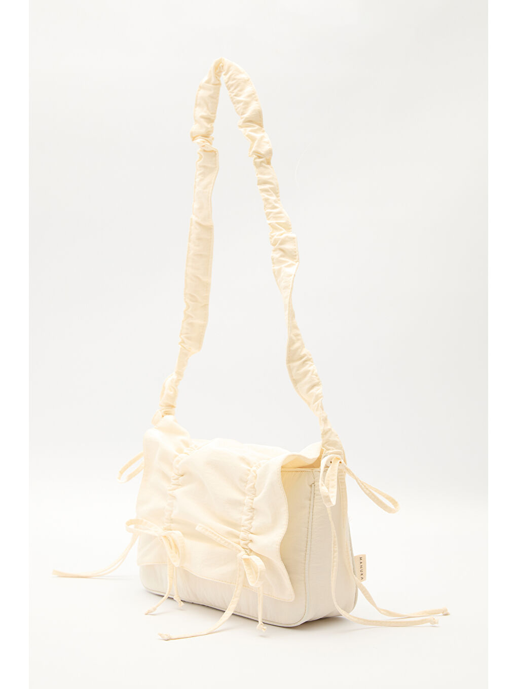 Bej Büzgü Detaylı Omuz Çantası Vanilya-5