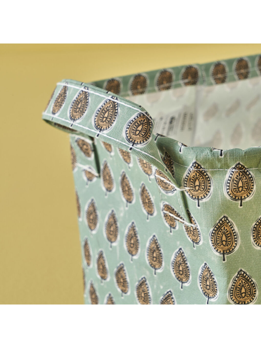 Indian Ağzı Büzgülü Çamaşır Sepeti Yeşil (36x40 cm) - Organizer Hediyeli-5