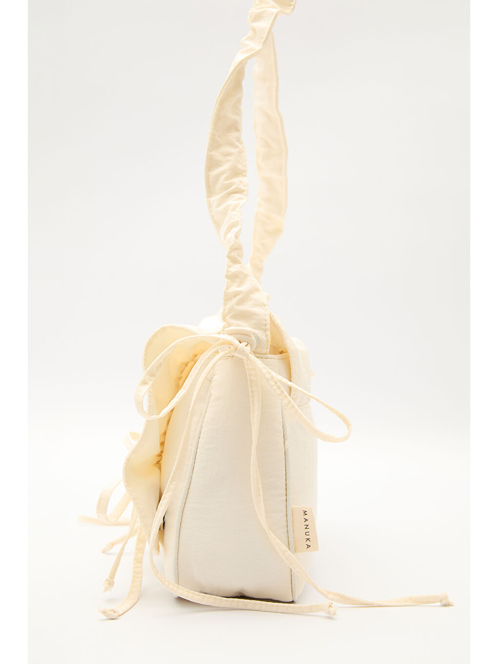 Bej Büzgü Detaylı Omuz Çantası Vanilya-6