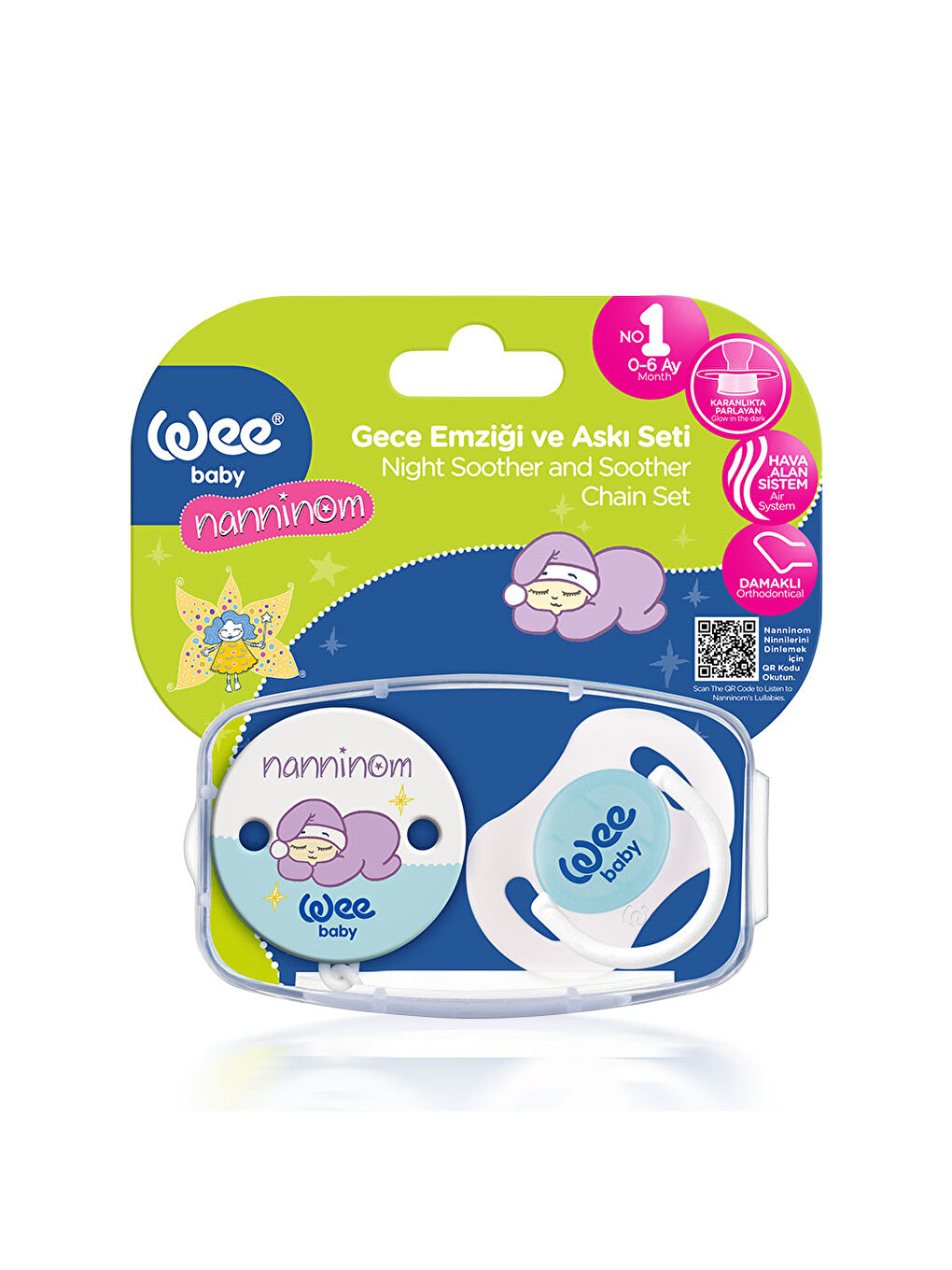 Nanninom Gece Emziği ve Emzik Askısı Seti-3