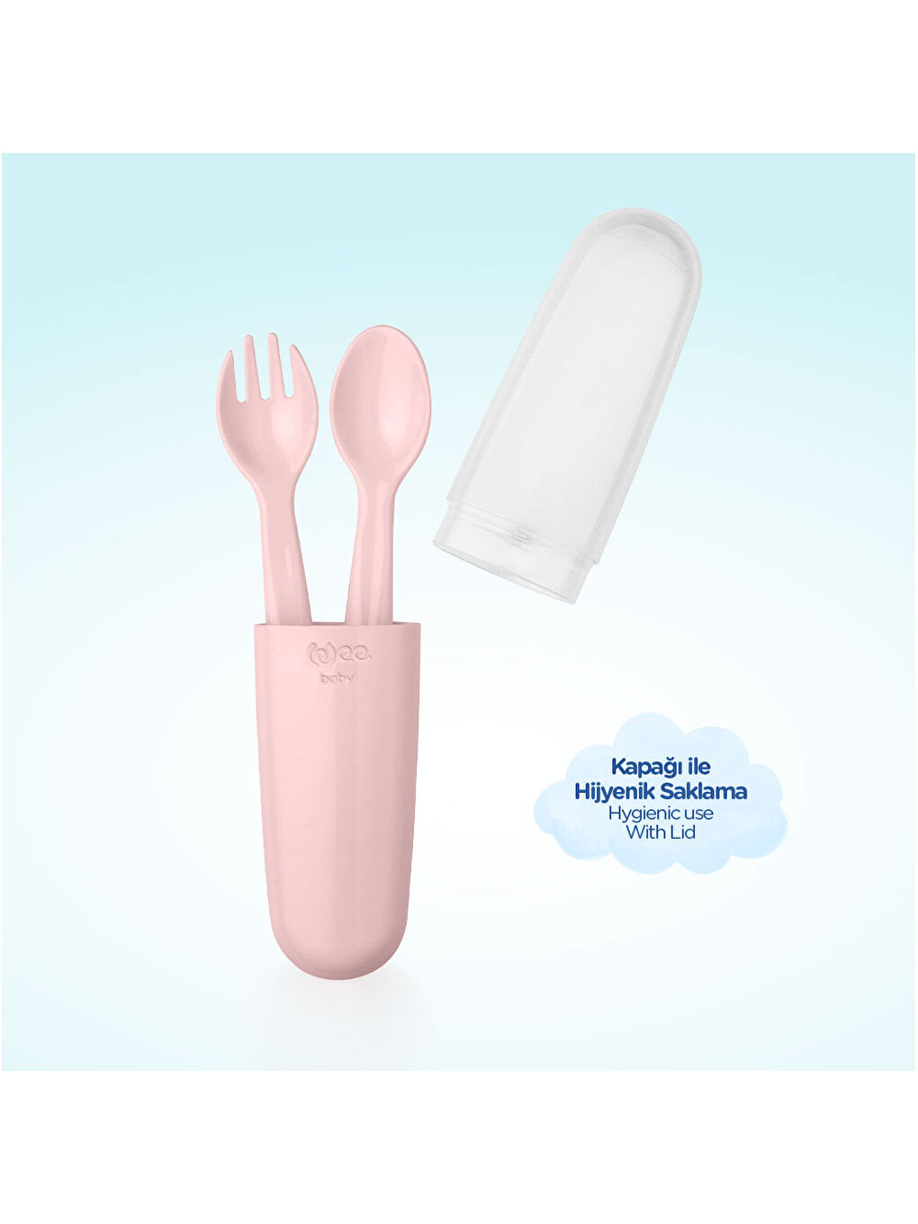 Saklama Kutulu Çatal Kaşık Seti - PEMBE-2