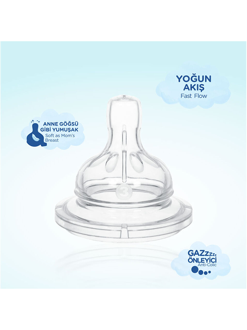 Silikon Biberon Emziği Az Akış No:1-2