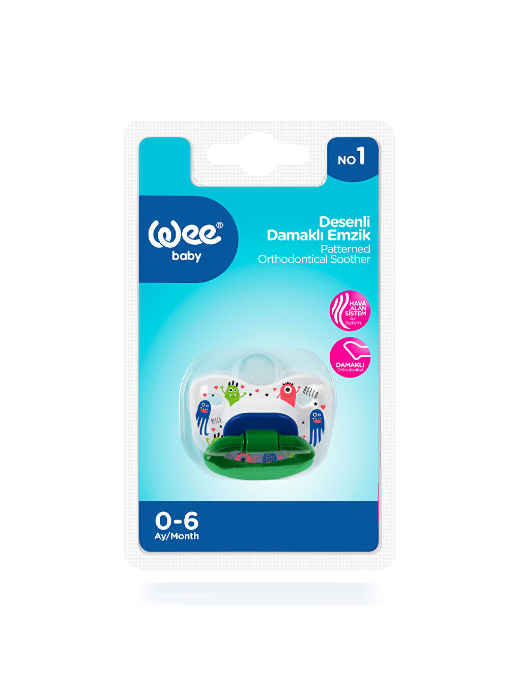 Desenli Damaklı Emzik No:1 - YEŞİL-3