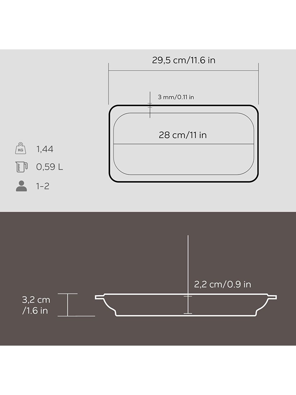 LAVA Siyah Dikdörtgen Servis Tabağı Ölçü 30x15cm. - 3