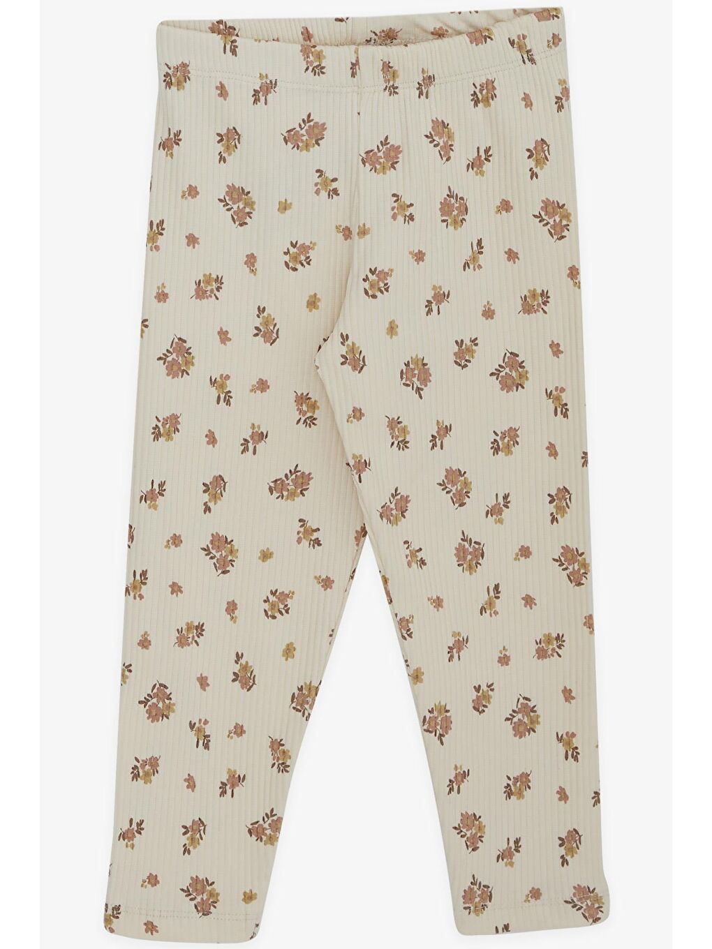 Ekru Kız Bebek Taytlı Takım Çiçekli Düğme Aksesuarlı Krem (2-6 Yaş)-3