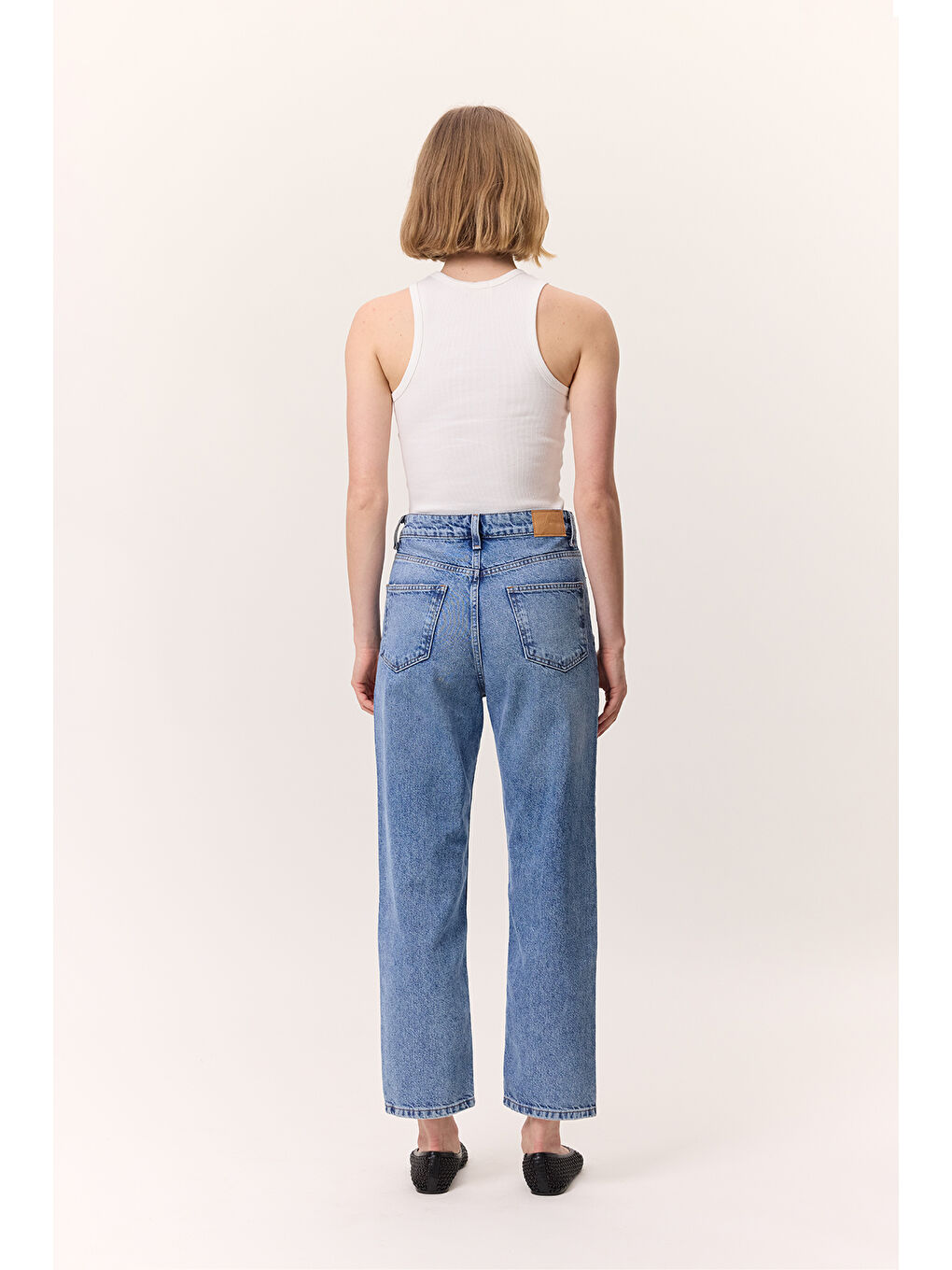 Yüksek Bel Mom Fit Jean Mavi-7