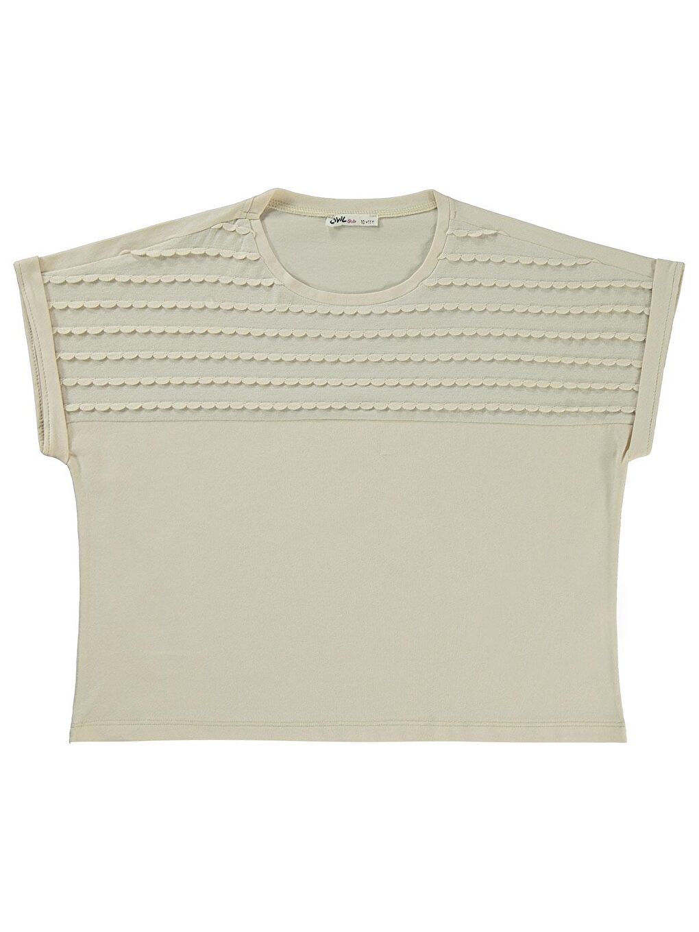 Girls Jakar Desen 10-13 Yaş Tişört - Bej 10-11 Yaş