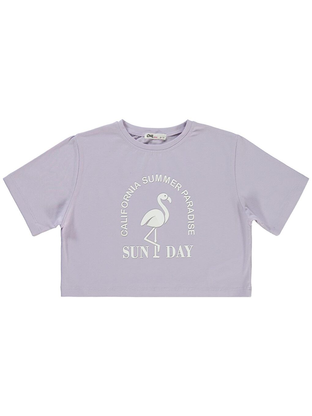 Girls Flamingo Baskılı 6-9 Yaş Tişört - Lila 9-10 Yaş