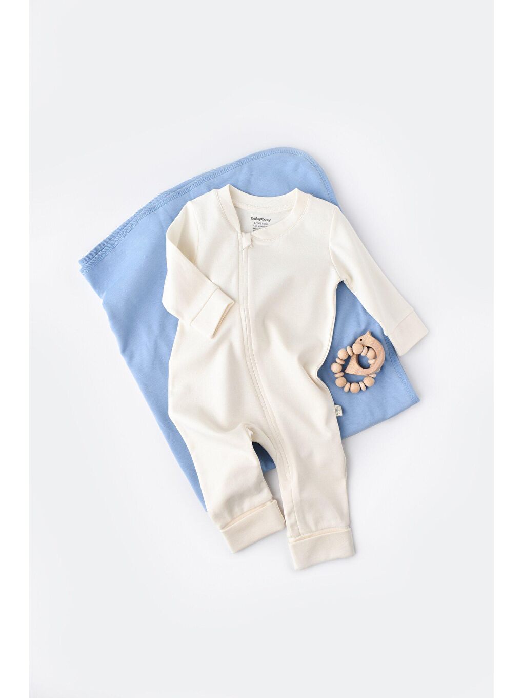 BabyCosy Organic Wear Ekru Fermuarlı Tulum