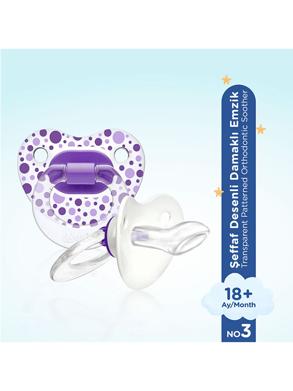Şeffaf Desenli Damaklı Emzik No:3 - MOR-1