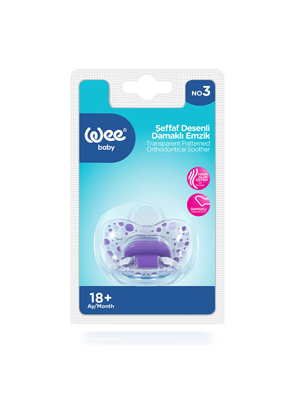 Şeffaf Desenli Damaklı Emzik No:3 - MOR-3