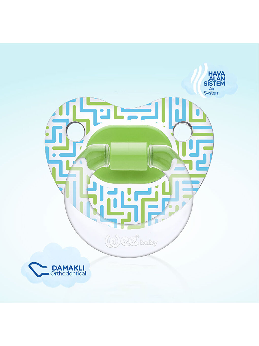 Şeffaf Desenli Damaklı Emzik No:1 - YEŞİL-2