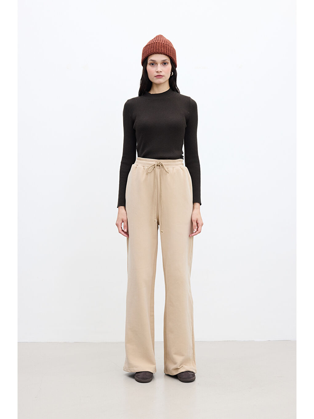 Kahverengi Basıc Rahat Pantolon Camel-3