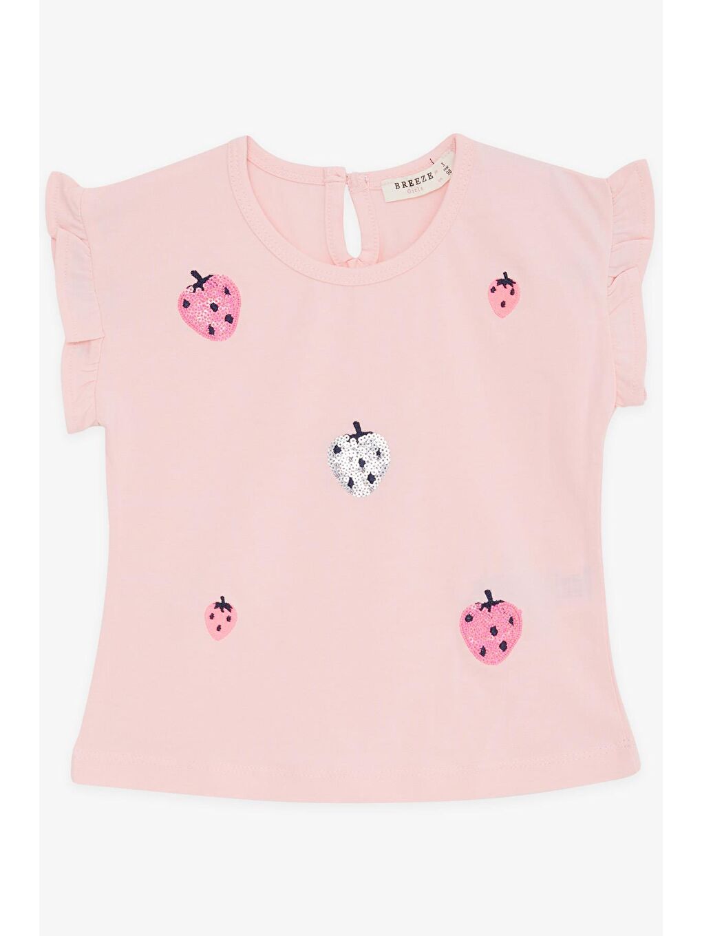 Kız Bebek Tişört Pullu Renkli Çilek Baskılı Pembe (2 Yaş)-3