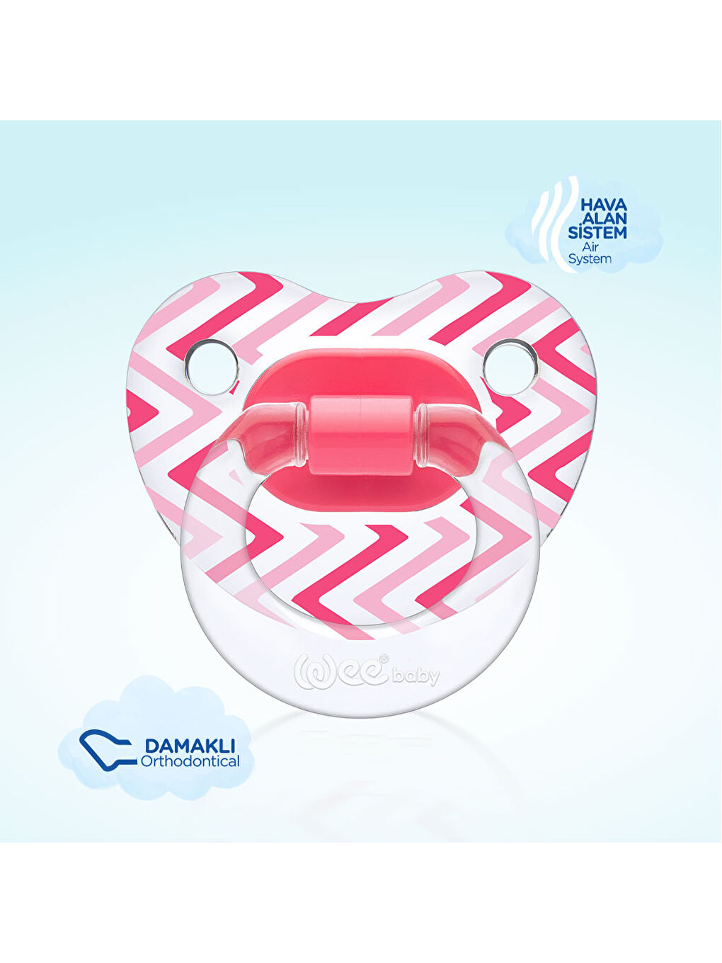 Şeffaf Desenli Damaklı Emzik No:3 - PEMBE-2