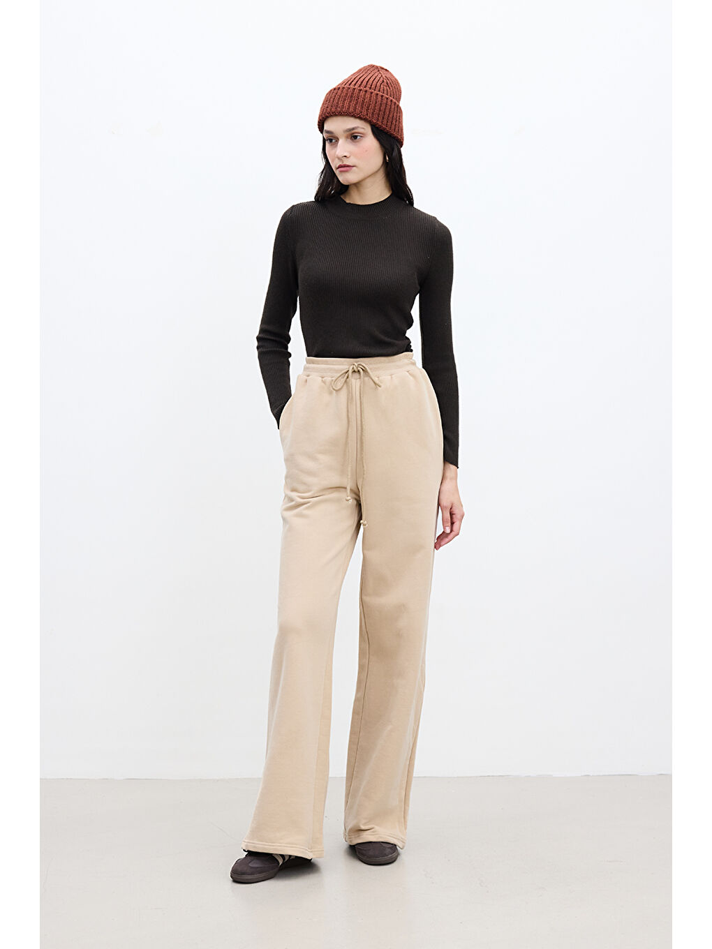 Kahverengi Basıc Rahat Pantolon Camel-4