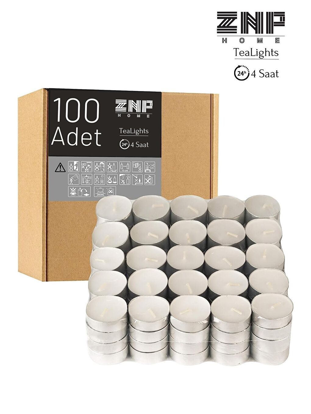 Beyaz 100 Adet | Buhurdanlık Mumu | 4 Saat Yanan Tea Light Mum | Dekoratif Mumluk Mumu