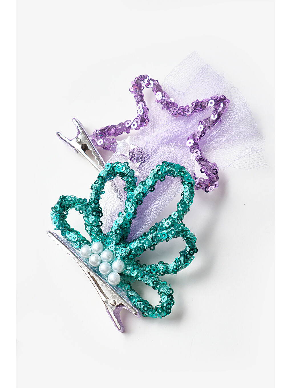 Lila Yıldız ve Midye Figürlü Kız Çocuk Klips Toka Set-2