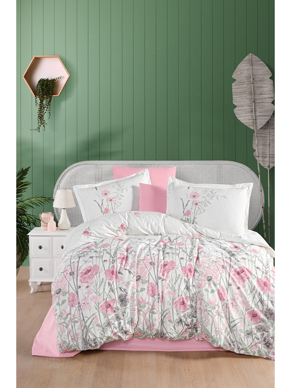 Pembe %100 Pamuk Nevresim Takımı Çift Kişilik