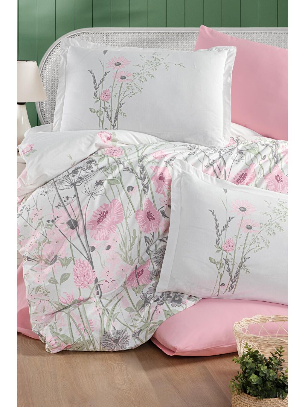 Pembe %100 Pamuk Nevresim Takımı Çift Kişilik-2