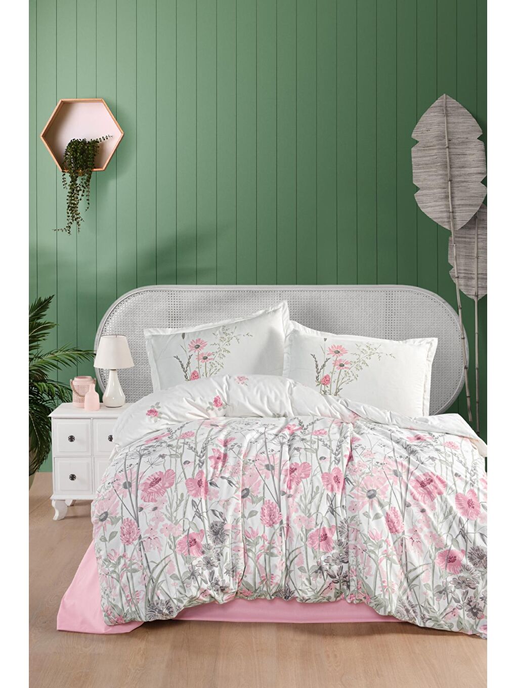 Pembe %100 Pamuk Nevresim Takımı Çift Kişilik-3