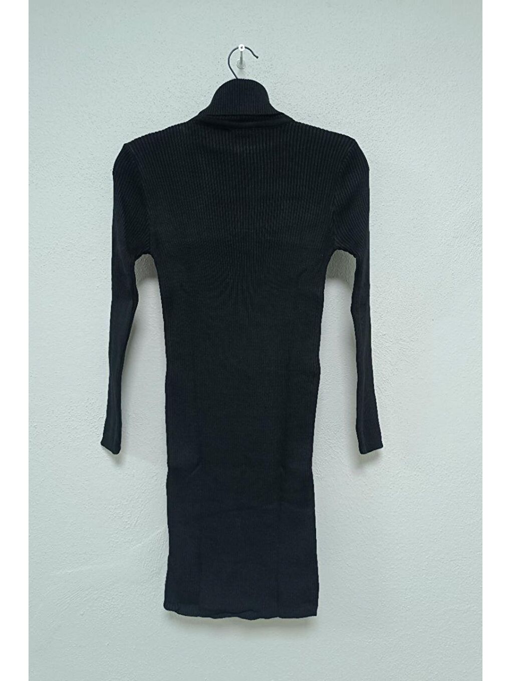 Kadın Siyah Balıkçı Yaka Fitilli Slim Elbise