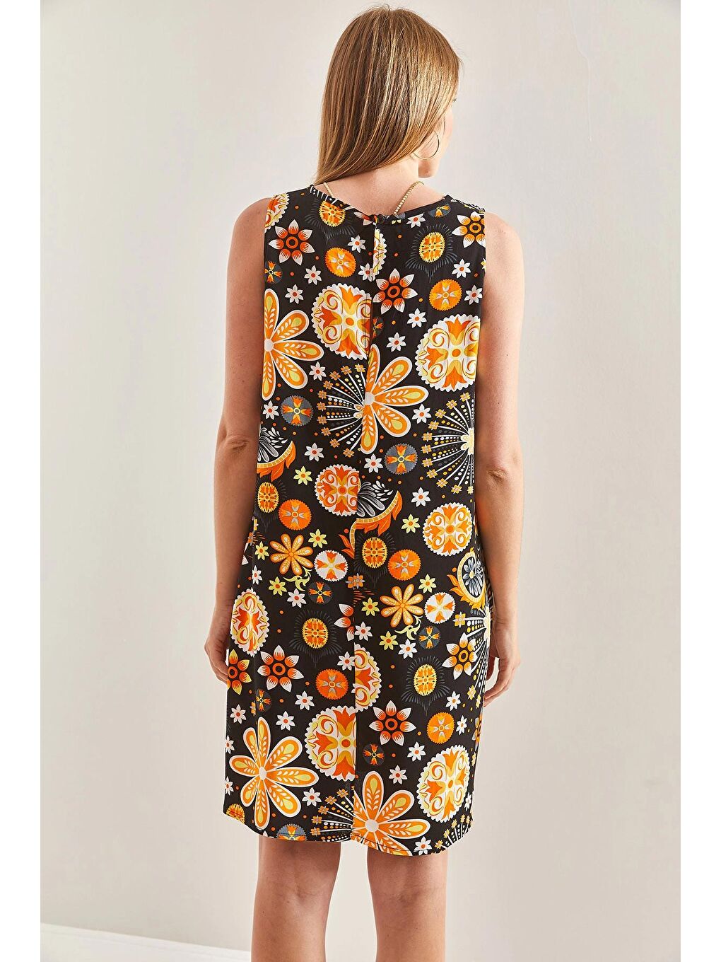 Turuncu Kadın Multi Desenli Elbise-1