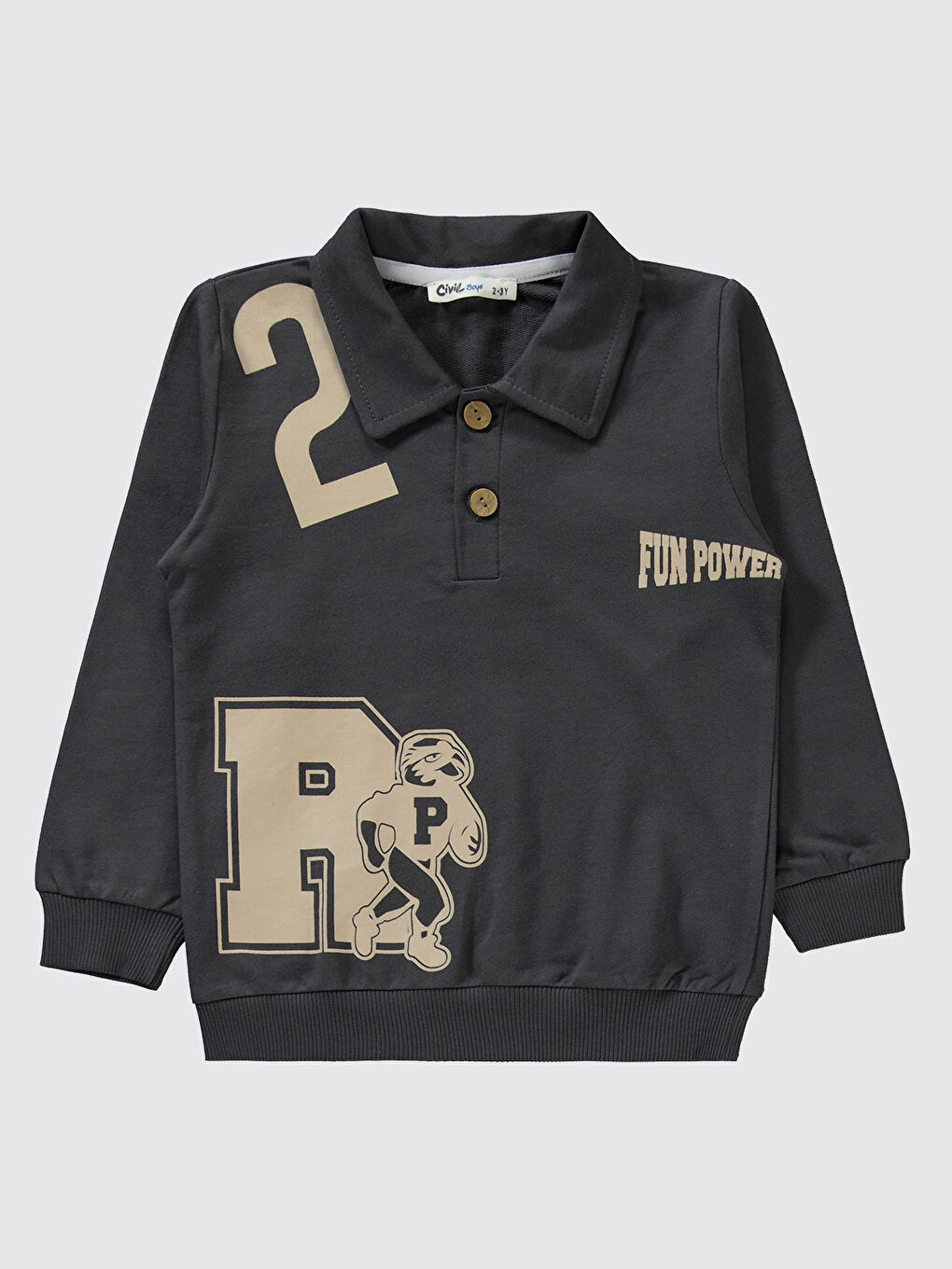 Gri Erkek Çocuk Eşofman Takımı 2-5 Yaş Füme-2