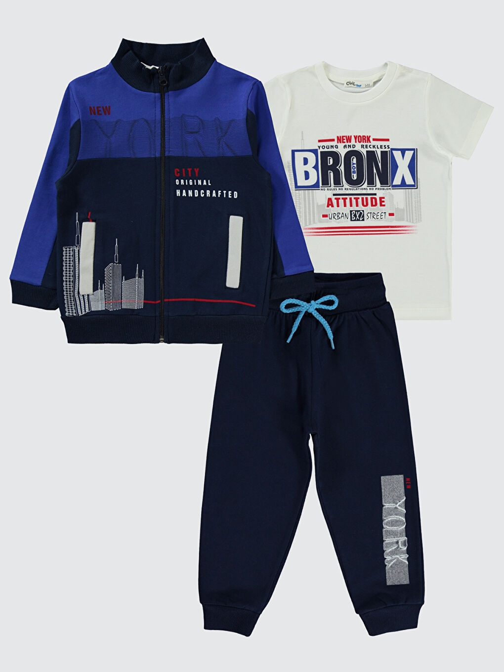 Boys Erkek Çocuk 3'lü Eşofman Takımı 2-5 Yaş Mavi