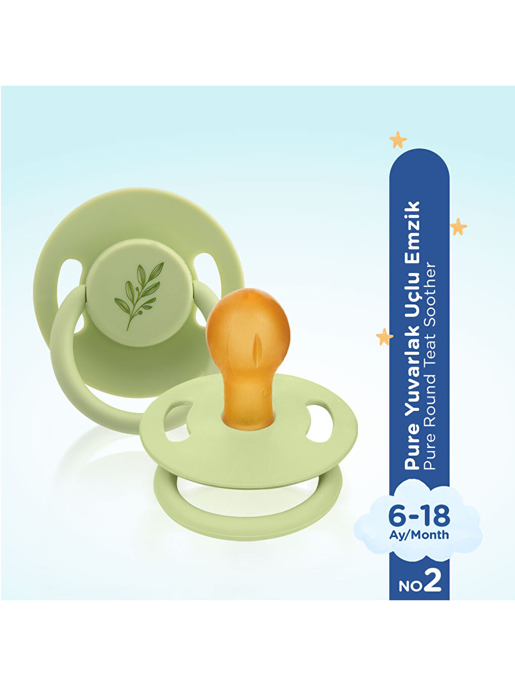 Pure Yuvarlak Uçlu Kauçuk Emzik No:2 - YEŞİL-1